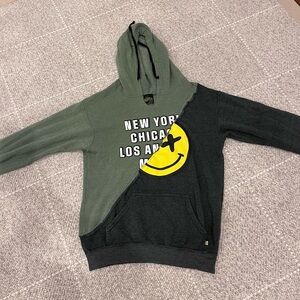 Love Junkie Split Green and Gray Hoodie junior small
